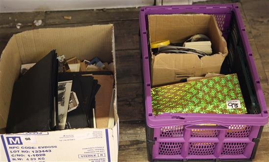 2 boxes, photographs, postcards etc(-)